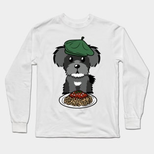 Dog eating Spaghetti - Miniature Schnauzer Long Sleeve T-Shirt